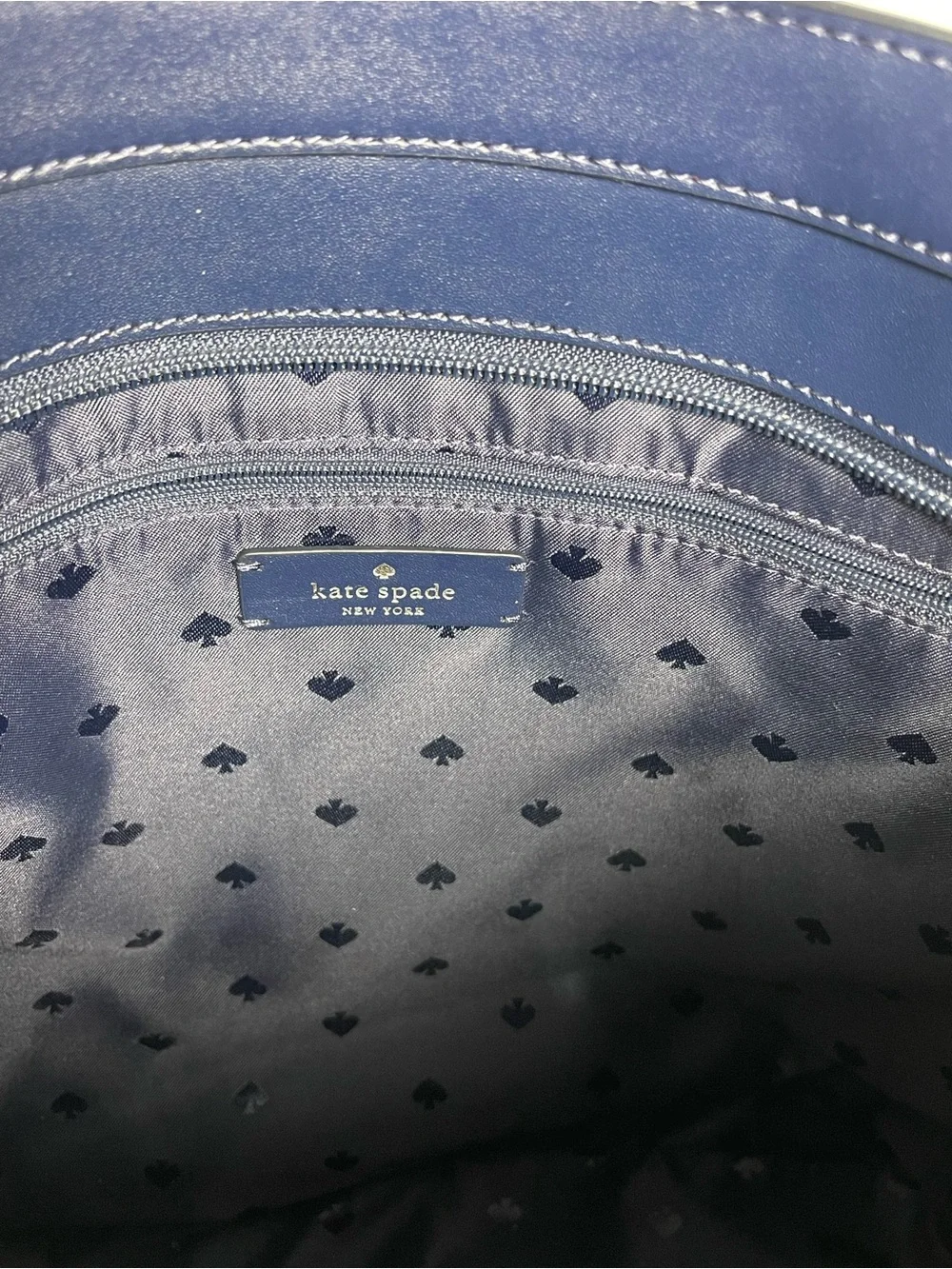 kate spade Navy Leather Tote with Tassel